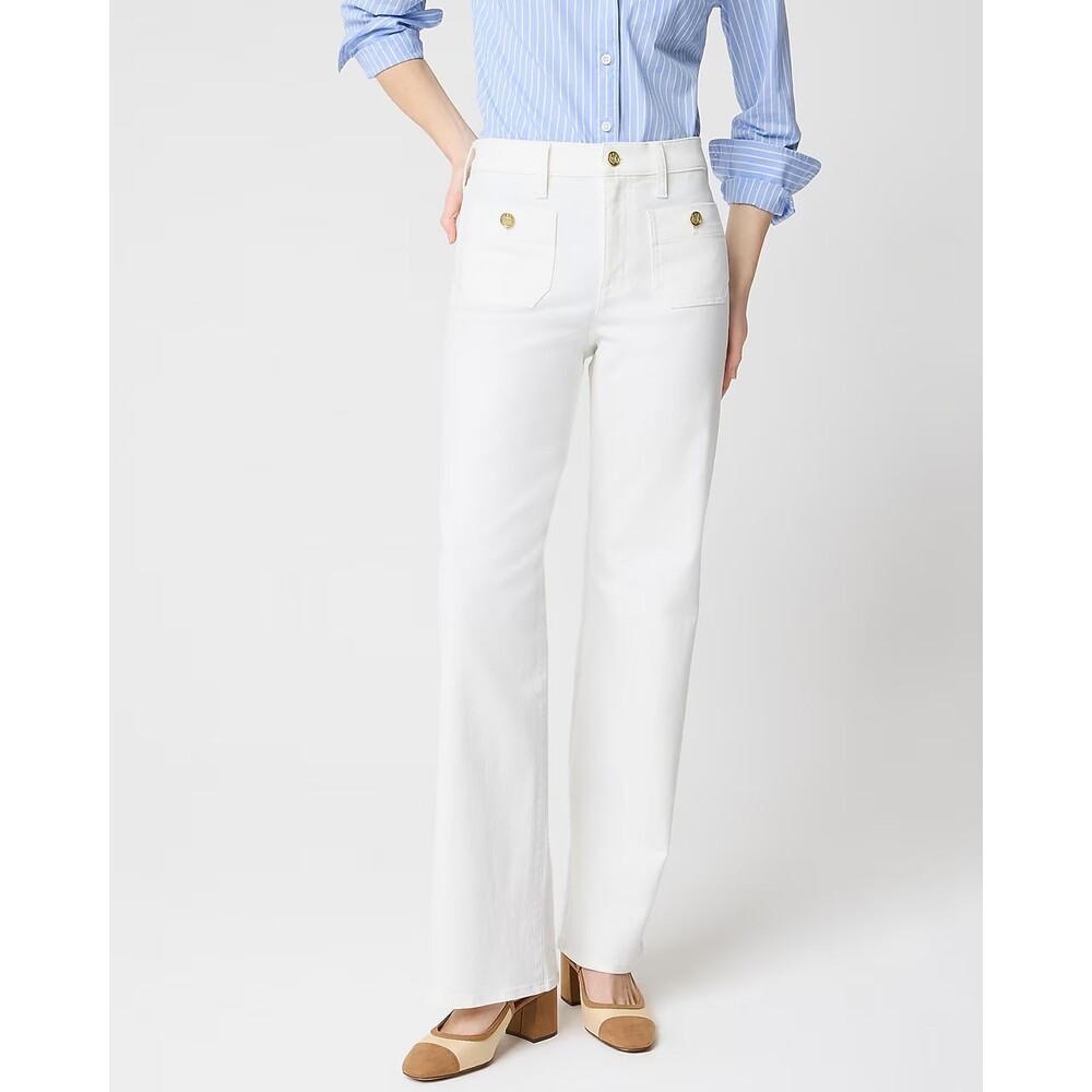 J.CREW Premium Ed Slim Wide Leg Sailor Jean 27P White All Day Stretch NWT B55 - Picture 1 of 6